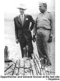 Oppenheimer and General Groves at the test site