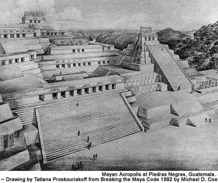 Mayan Acropolis at Piedras Negras, Guatemala.