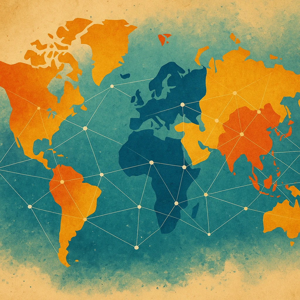 Conceptual art of interconnected regions with no borders