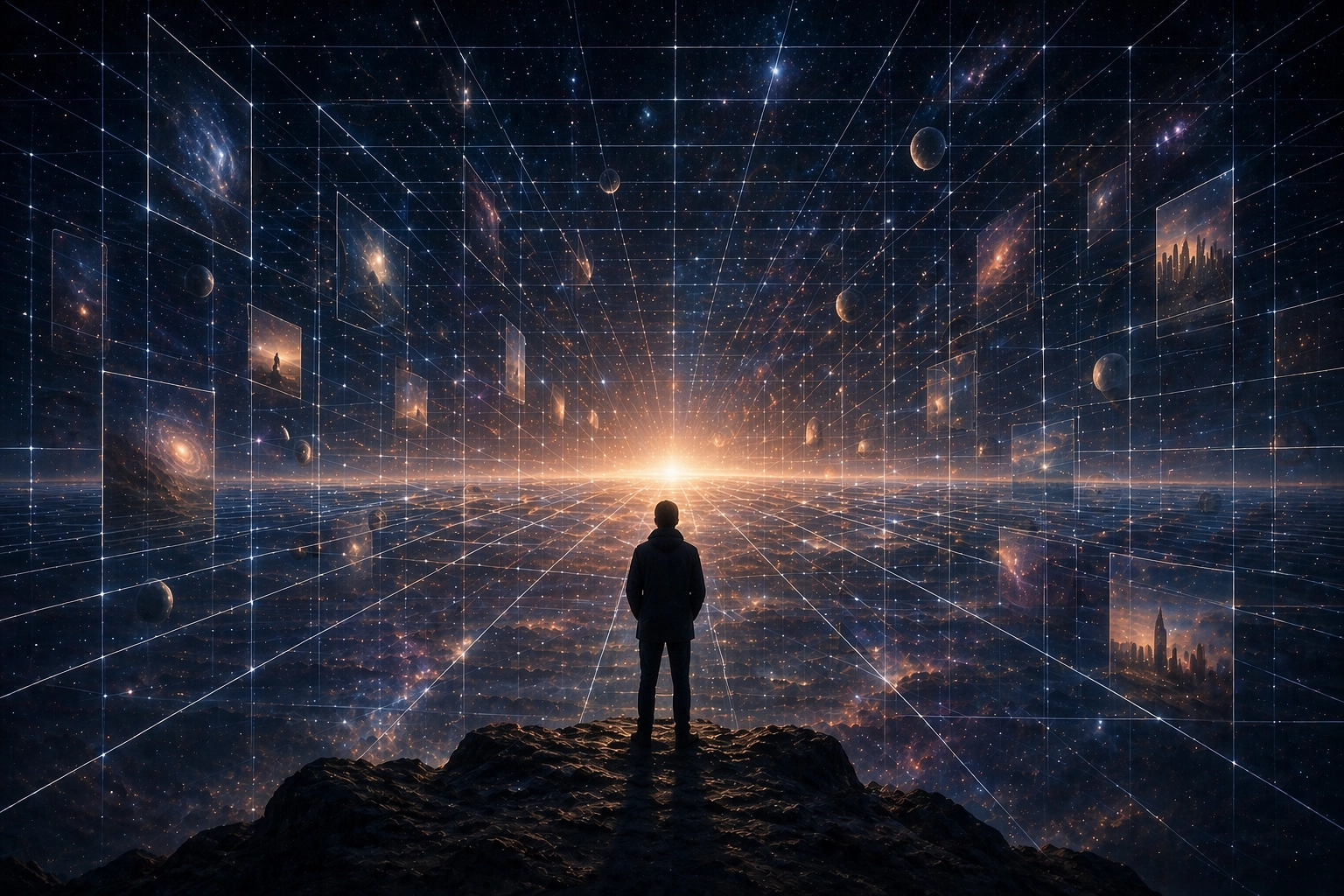 Spacetime grid representing all moments at once